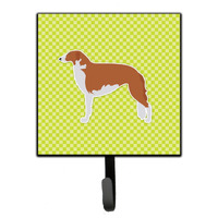 "Caroline's Treasures Borzoi Russian Greyhound Checkerboard Green Leash or Key Holder BB3799SH4, Small, Multicolor"