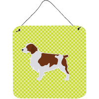 "Caroline's Treasures Welsh Springer Spaniel Checkerboard Green Wall or Door Hanging Prints BB3800DS66, 6"" x 6"", Multicolor"