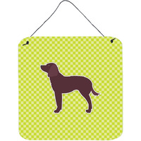 "Caroline's Treasures American Water Spaniel Checkerboard Green Wall or Door Hanging Prints BB3801DS66, 6"" x 6"", Multicolor"