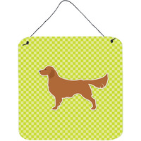 "Caroline's Treasures Golden Retriever Checkerboard Green Wall or Door Hanging Prints BB3804DS66, 6"" x 6"", Multicolor"
