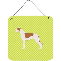 "Caroline's Treasures Greyhound Checkerboard Green Wall or Door Hanging Prints BB3805DS66, 6"" x 6"", Multicolor"