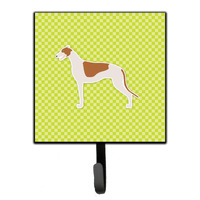 "Caroline's Treasures Greyhound Checkerboard Green Leash or Key Holder BB3805SH4, Small, Multicolor"