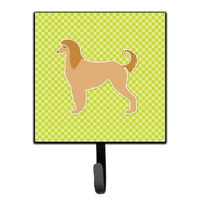 "Caroline's Treasures Afghan Hound Checkerboard Green Leash or Key Holder BB3806SH4, Small, Multicolor"