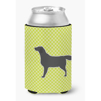 "Caroline's Treasures black Labrador Retriever Checkerboard green Can or Bottle Hugger BB3808CC, Can Hugger, Multicolor"
