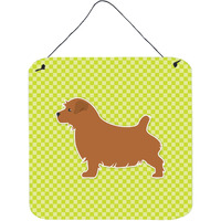 "Caroline's Treasures Norfolk Terrier Checkerboard Green Wall or Door Hanging Prints BB3809DS66, 6"" x 6"", Multicolor"