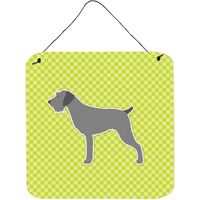 "Caroline's Treasures German Wirehaired Pointer Checkerboard Green Wall or Door Hanging Prints BB3811DS66, 6"" x 6"", Multicolor"
