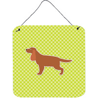 "Caroline's Treasures English Cocker Spaniel Checkerboard Green Wall or Door Hanging Prints BB3812DS66, 6"" x 6"", Multicolor"