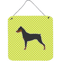 "Caroline's Treasures German Pinscher Checkerboard Green Wall or Door Hanging Prints BB3813DS66, 6"" x 6"", Multicolor"