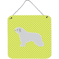 "Caroline's Treasures Spanish Water Dog Checkerboard Green Wall or Door Hanging Prints BB3815DS66, 6"" x 6"", Multicolor"