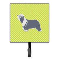 "Caroline's Treasures Bearded Collie Checkerboard Green Leash or Key Holder BB3817SH4, Small, Multicolor"