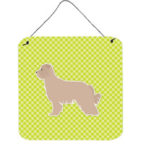 "Caroline's Treasures Pyrenean Shepherd Checkerboard Green Wall or Door Hanging Prints BB3818DS66, 6"" x 6"", Multicolor"