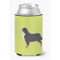 "Caroline's Treasures Bernese Mountain Dog Checkerboard green Can or Bottle Hugger BB3819CC, Can Hugger, Multicolor"