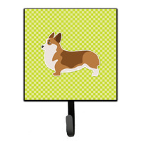 "Caroline's Treasures Corgi Checkerboard Green Leash or Key Holder BB3820SH4, Small, Multicolor"