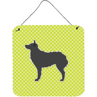 "Caroline's Treasures Croatian Sheepdog Checkerboard Green Wall or Door Hanging Prints BB3821DS66, 6"" x 6"", Multicolor"