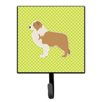 "Caroline's Treasures Red Border Collie Checkerboard Green Leash or Key Holder BB3822SH4, Small, Multicolor"