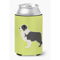 "Caroline's Treasures black Border Collie Checkerboard green Can or Bottle Hugger BB3823CC, Can Hugger, Multicolor"