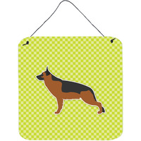 "Caroline's Treasures German Shepherd Checkerboard Green Wall or Door Hanging Prints BB3824DS66, 6"" x 6"", Multicolor"
