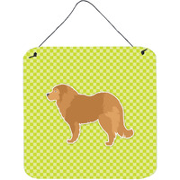 "Caroline's Treasures Caucasian Shepherd Dog Checkerboard Green Wall or Door Hanging Prints BB3825DS66, 6"" x 6"", Multicolor"