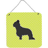 "Caroline's Treasures Briard Checkerboard Green Wall or Door Hanging Prints BB3826DS66, 6"" x 6"", Multicolor"