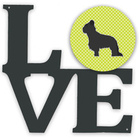 "Caroline's Treasures Briard Checkerboard Green Metal Artwork Love wall-decor, Multicolor"