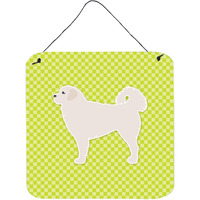 "Caroline's Treasures Polish Tatra Sheepdog Checkerboard Green Wall or Door Hanging Prints BB3827DS66, 6"" x 6"", Multicolor"