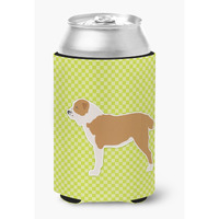 "Caroline's Treasures Central Asian Shepherd Dog Checkerboard green Can or Bottle Hugger BB3828CC, Can Hugger, Multicolor"