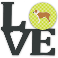 "Caroline's Treasures Central Asian Shepherd Dog Checkerboard Green Metal Artwork Love wall-decor, Multicolor"