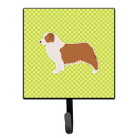 "Caroline's Treasures Australian Shepherd Dog Checkerboard Green Leash or Key Holder BB3833SH4, Small, Multicolor"