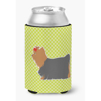 "Caroline's Treasures Yorkshire Terrier Yorkie Checkerboard green Can or Bottle Hugger BB3834CC, Can Hugger, Multicolor"