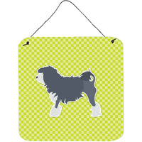 "Caroline's Treasures Lowchen Checkerboard Green Wall or Door Hanging Prints BB3835DS66, 6"" x 6"", Multicolor"