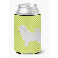 "Caroline's Treasures Maltese Checkerboard green Can or Bottle Hugger BB3836CC, Can Hugger, Multicolor"
