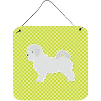 "Caroline's Treasures Maltese Checkerboard Green Wall or Door Hanging Prints BB3836DS66, 6"" x 6"", Multicolor"