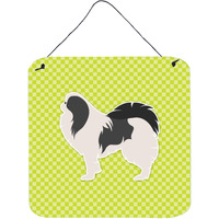 "Caroline's Treasures Japanese Chin Checkerboard Green Wall or Door Hanging Prints BB3837DS66, 6"" x 6"", Multicolor"