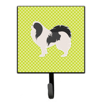 "Caroline's Treasures Japanese Chin Checkerboard Green Leash or Key Holder BB3837SH4, Small, Multicolor"