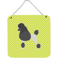 "Caroline's Treasures Poodle Checkerboard Green Wall or Door Hanging Prints BB3839DS66, 6"" x 6"", Multicolor"