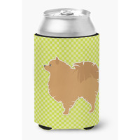 "Caroline's Treasures Pomeranian Checkerboard green Can or Bottle Hugger BB3842CC, Can Hugger, Multicolor"