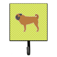 "Caroline's Treasures Pug Checkerboard Green Leash or Key Holder BB3847SH4, Small, Multicolor"