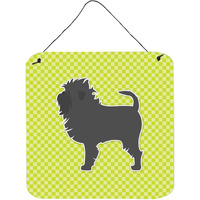 "Caroline's Treasures Affenpinscher Checkerboard Green Wall or Door Hanging Prints BB3848DS66, 6"" x 6"", Multicolor"