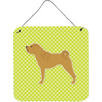 "Caroline's Treasures Shar Pei Checkerboard Green Wall or Door Hanging Prints BB3852DS66, 6"" x 6"", Multicolor"
