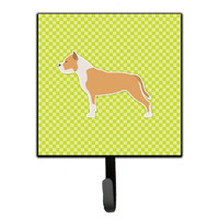 "Caroline's Treasures Staffordshire Bull Terrier Checkerboard Green Leash or Key Holder BB3854SH4, Small, Multicolor"