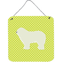"Caroline's Treasures Komondor Checkerboard Green Wall or Door Hanging Prints BB3855DS66, 6"" x 6"", Multicolor"