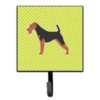 "Caroline's Treasures Airedale Terrier Checkerboard Green Leash or Key Holder BB3857SH4, Small, Multicolor"