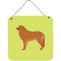 "Caroline's Treasures Leonberger Checkerboard Green Wall or Door Hanging Prints BB3858DS66, 6"" x 6"", Multicolor"