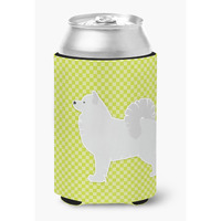 "Caroline's Treasures Samoyed Checkerboard green Can or Bottle Hugger BB3859CC, Can Hugger, Multicolor"