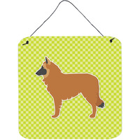 "Caroline's Treasures Belgian Shepherd Checkerboard Green Wall or Door Hanging Prints BB3861DS66, 6"" x 6"", Multicolor"