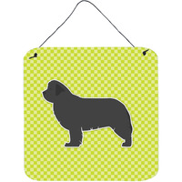 "Caroline's Treasures Newfoundland Checkerboard Green Wall or Door Hanging Prints BB3864DS66, 6"" x 6"", Multicolor"