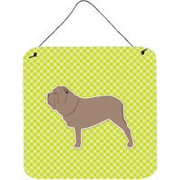 "Caroline's Treasures Neapolitan Mastiff Checkerboard Green Wall or Door Hanging Prints BB3865DS66, 6"" x 6"", Multicolor"