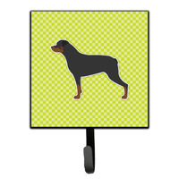 "Caroline's Treasures Rottweiler Checkerboard Green Leash or Key Holder BB3866SH4, Small, Multicolor"