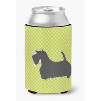 "Caroline's Treasures Scottish Terrier Checkerboard green Can or Bottle Hugger BB3869CC, Can Hugger, Multicolor"