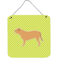 "Caroline's Treasures Dogue de Bordeaux Checkerboard Green Wall or Door Hanging Prints BB3870DS66, 6"" x 6"", Multicolor"